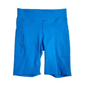 J.Crew Blue Stretch Cotton High-Waisted Pocket Bike Shorts Womens Size S